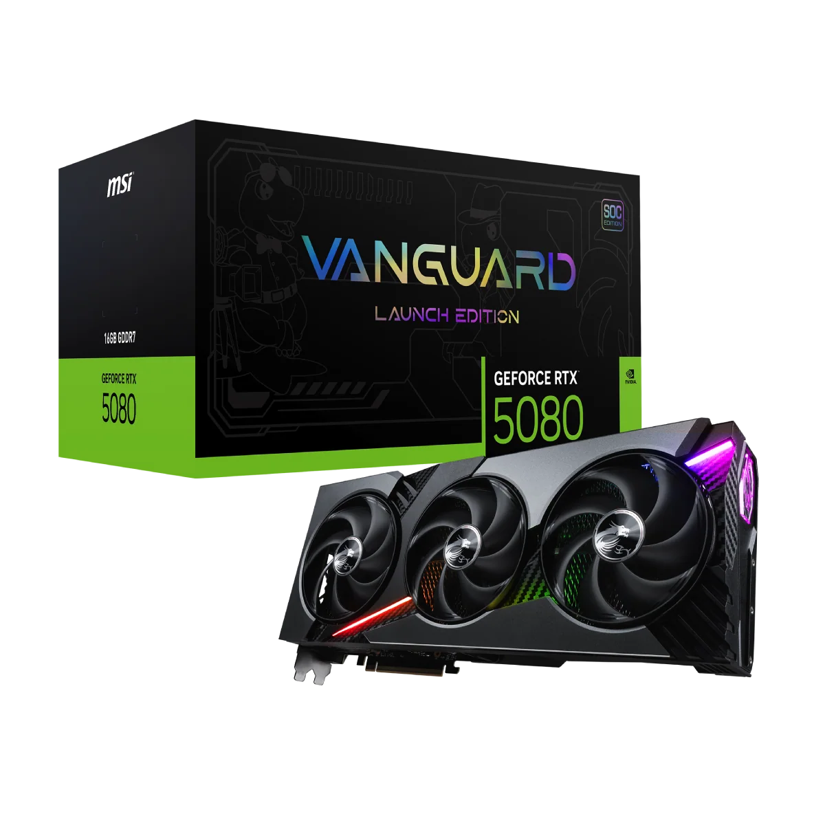 MSI GeForce RTX 5080 16G VANGUARD SOC LAUNCH EDITION | Tarjeta Gráfica
