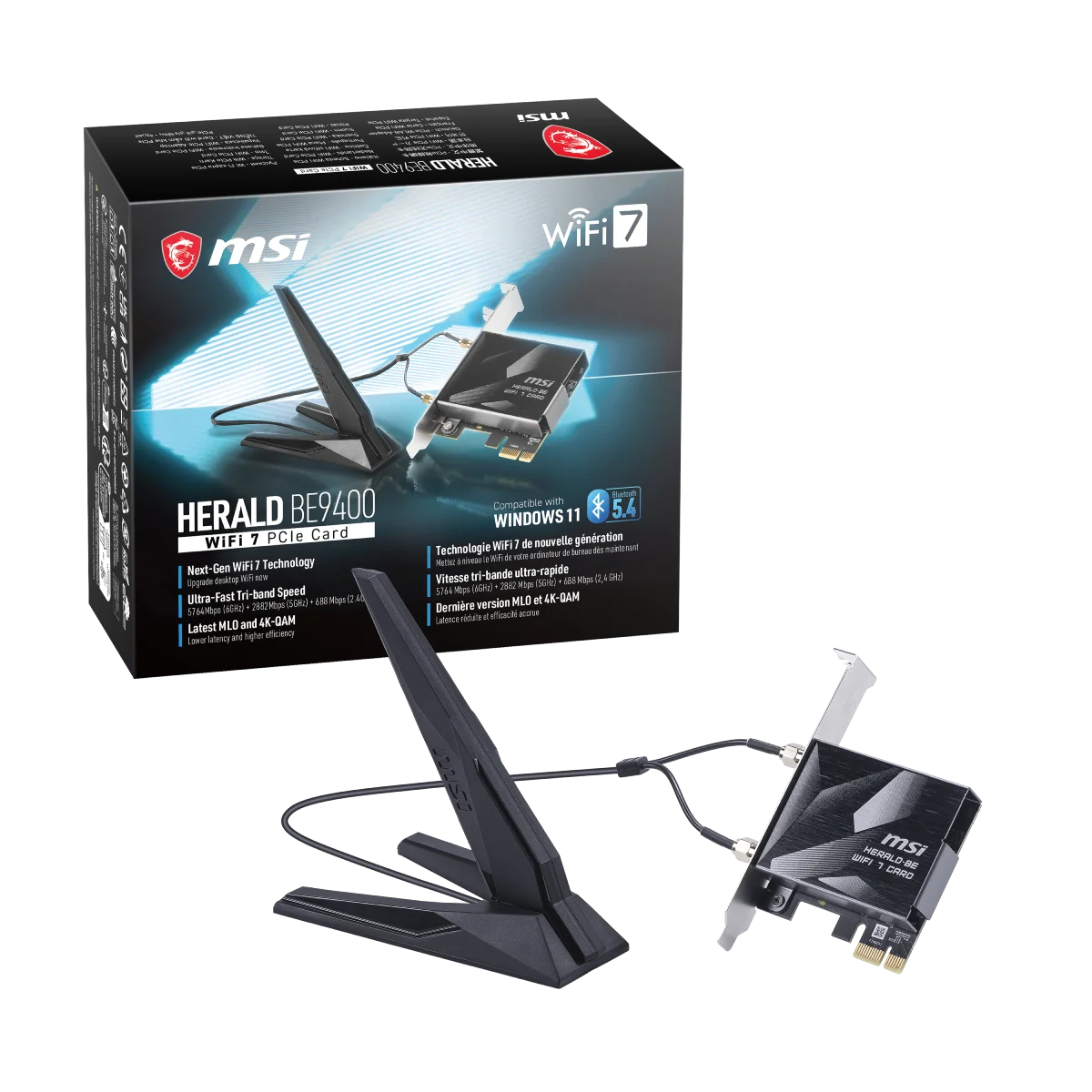 MSI HERALD BE9400 WiFi 7 PCIe Card | Redes